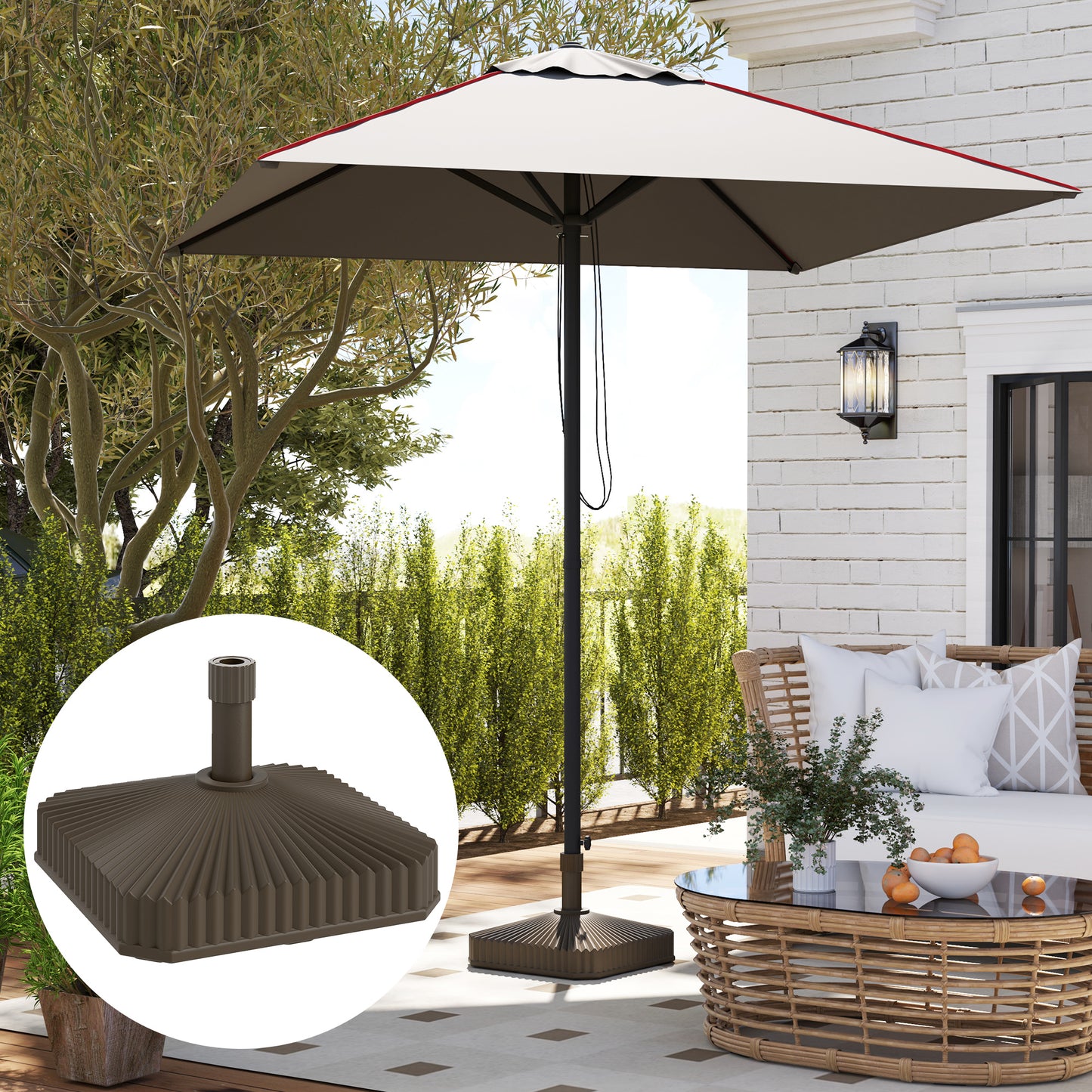 Heavy Duty Square Patio Umbrella Base - 42lbs Filled with Sand