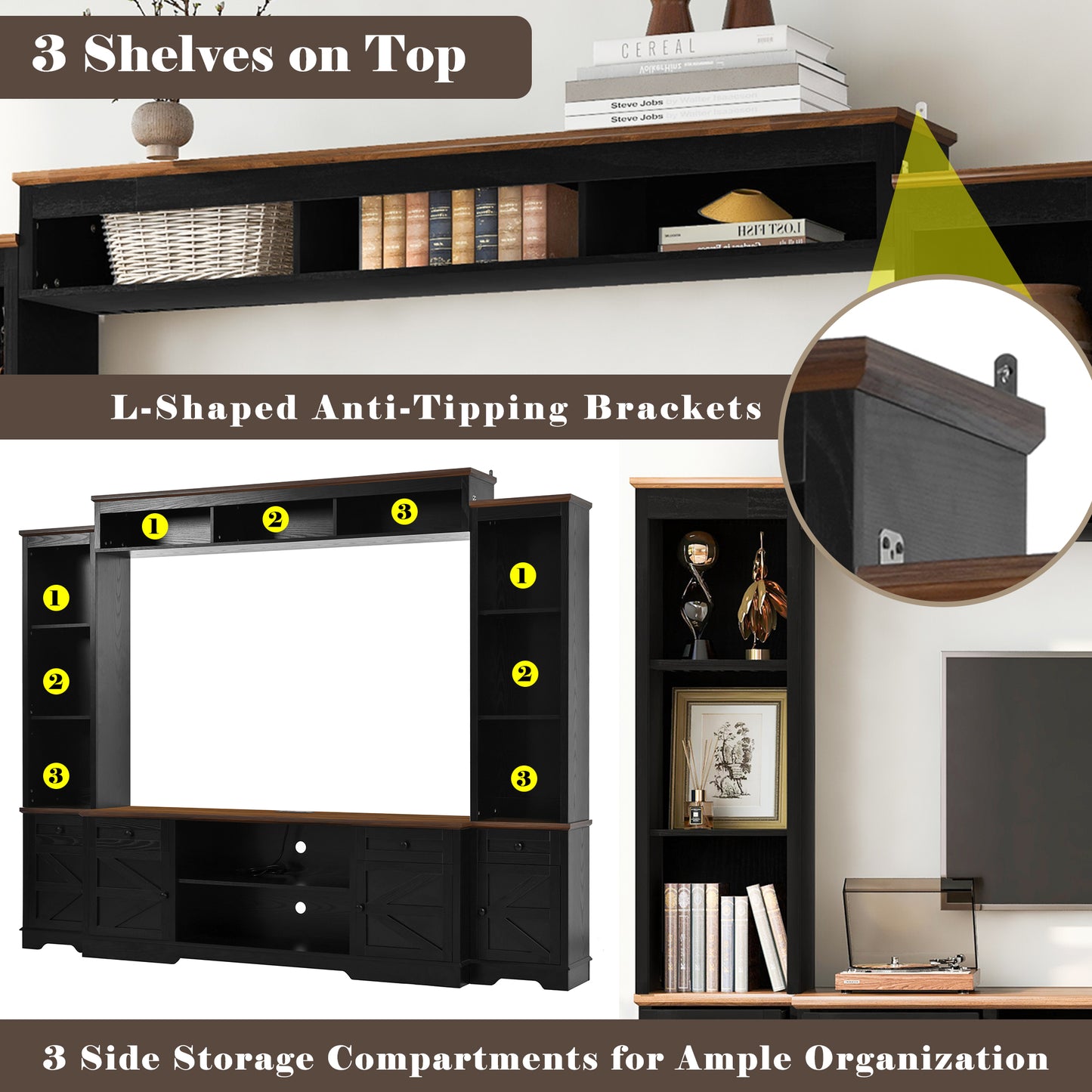 Modern 98.8" Wall Unit Entertainment Center for TVs up to 80"