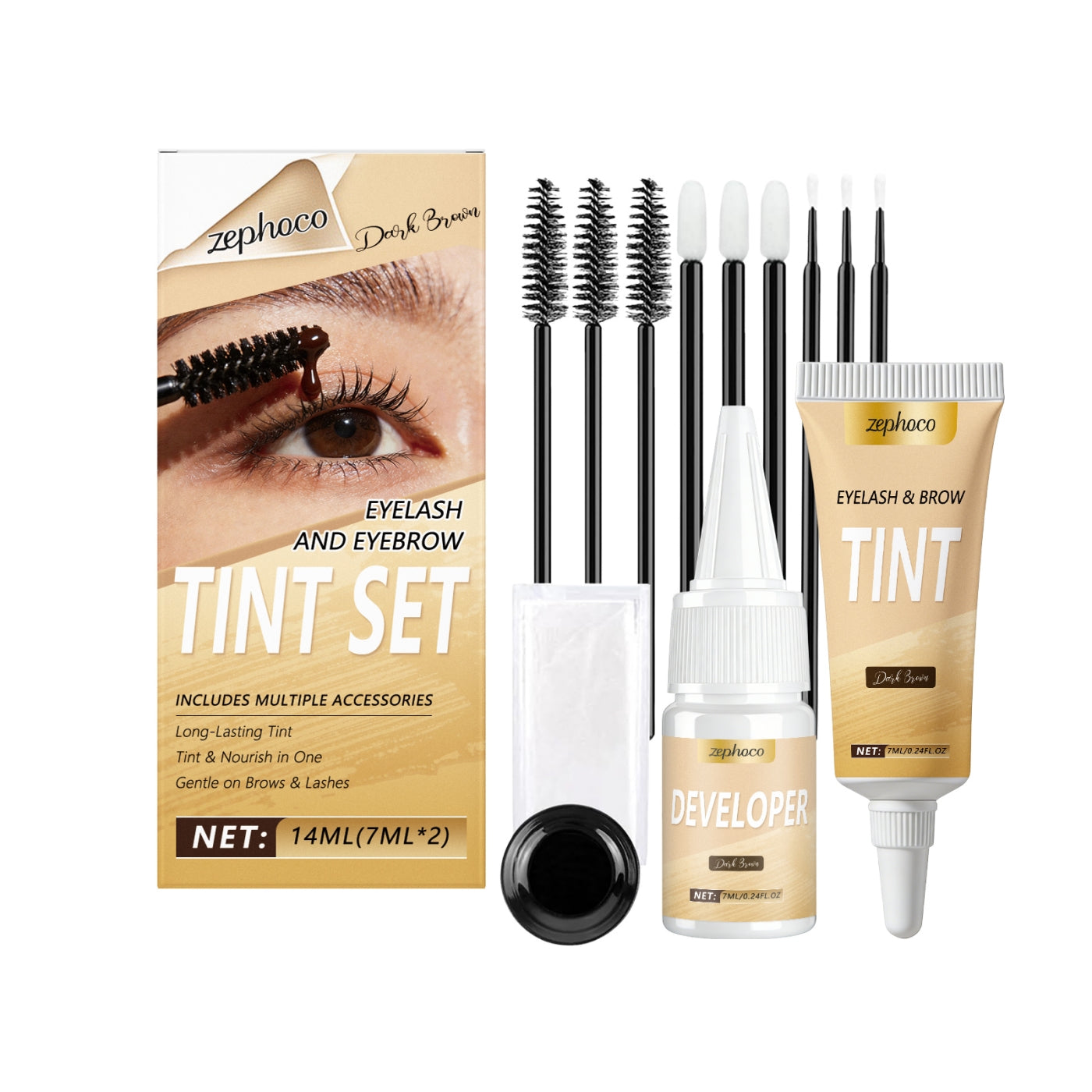 Eyelash Dyeing Kit for Eyebrow & Lash Coloring - Black, Brown Shades