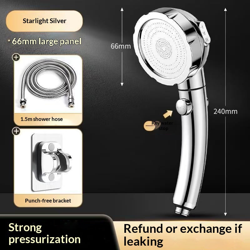Three-Setting Pressurized Shower Faucet Set with Handheld Head & Stainless Steel Pipe