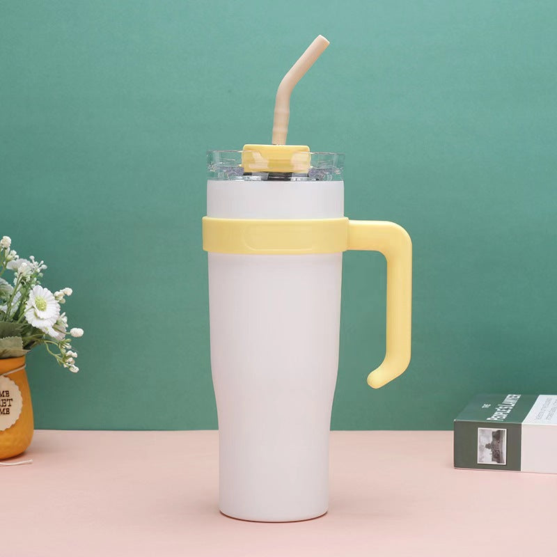 Large Capacity Stainless Steel Water Cup with Handle Strap 1L Insulated Drinkware