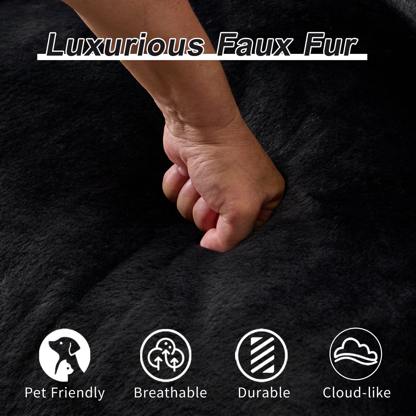 Giant Bean Bag Couch for Adults - Ultra Soft Fluffy Loveseat in Black