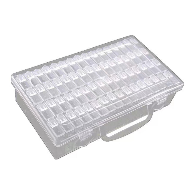 Nail Storage Box with 64 Transparent Inner Compartments - Organize Nails & Small Items
