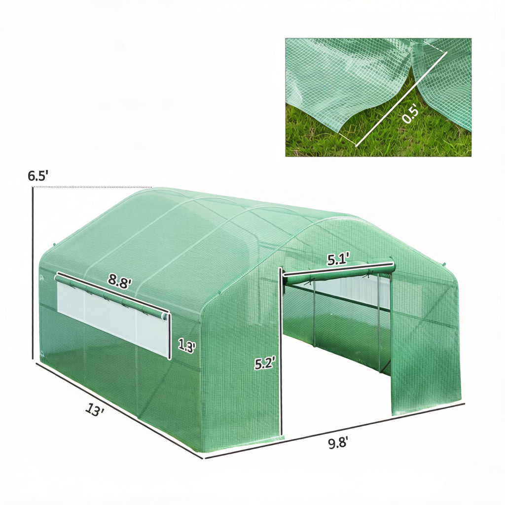 Outdoor Greenhouse with Large Windows - Spacious Tunnel Design