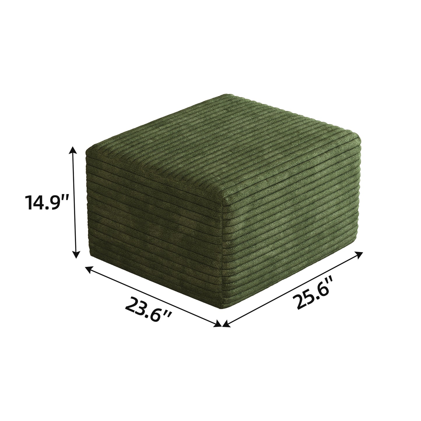 Plush Corduroy Sofa Ottoman - Green, No Assembly Required