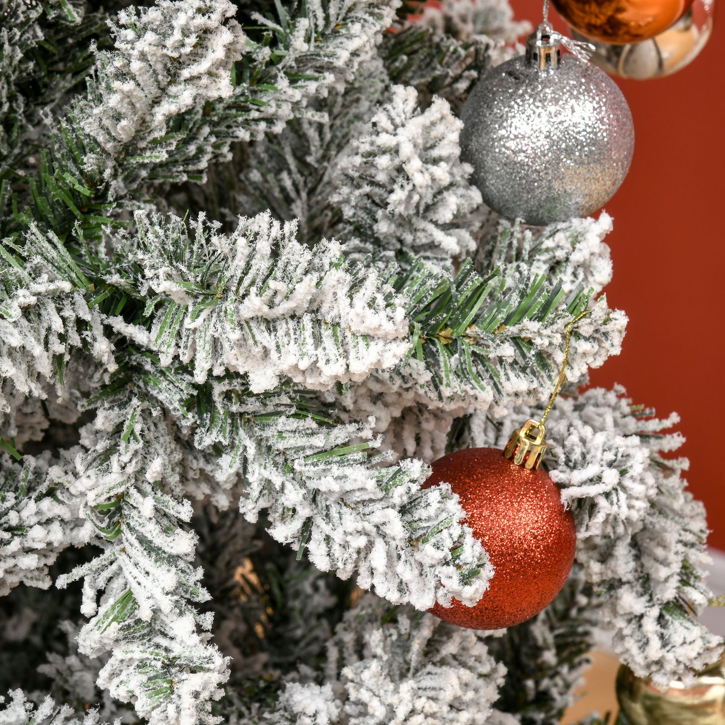 9ft Snow-Flocked Slim Pine Artificial Christmas Tree - Green