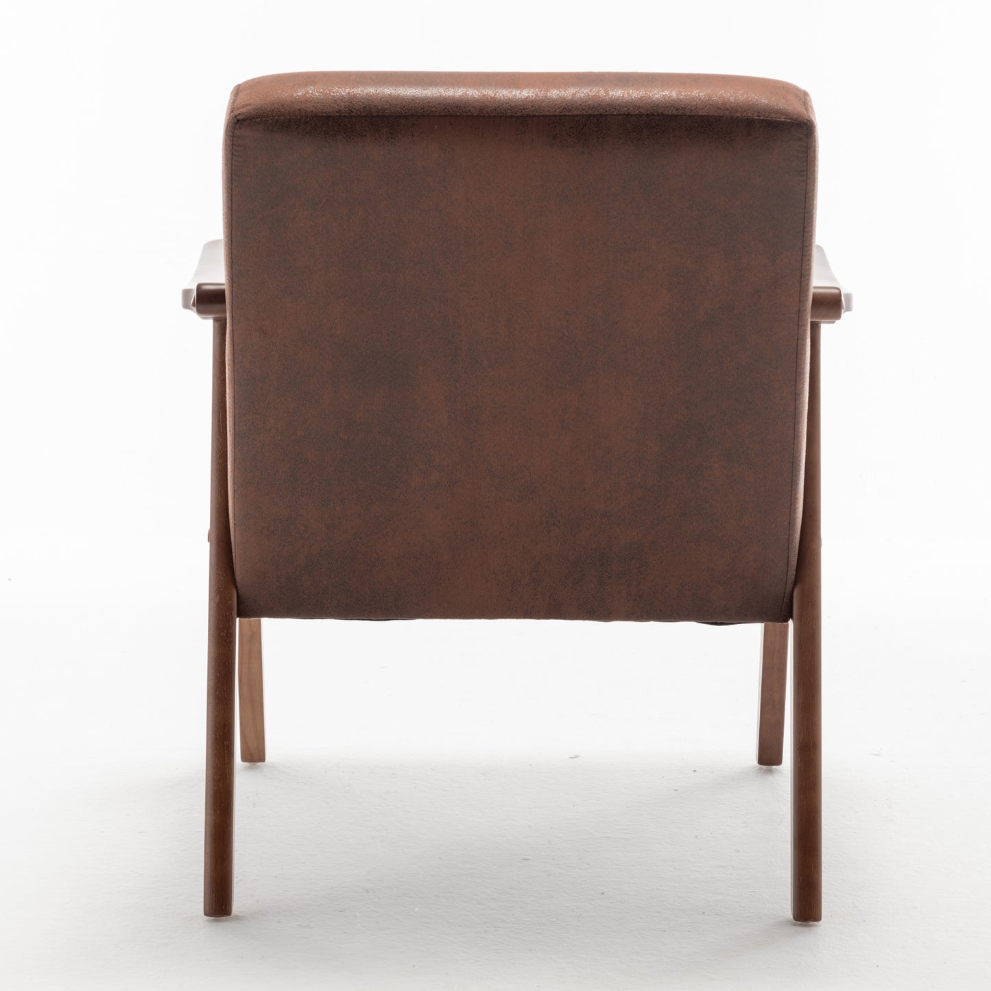 Mid-Century Modern Accent Chair with Solid Wood Frame - Brown