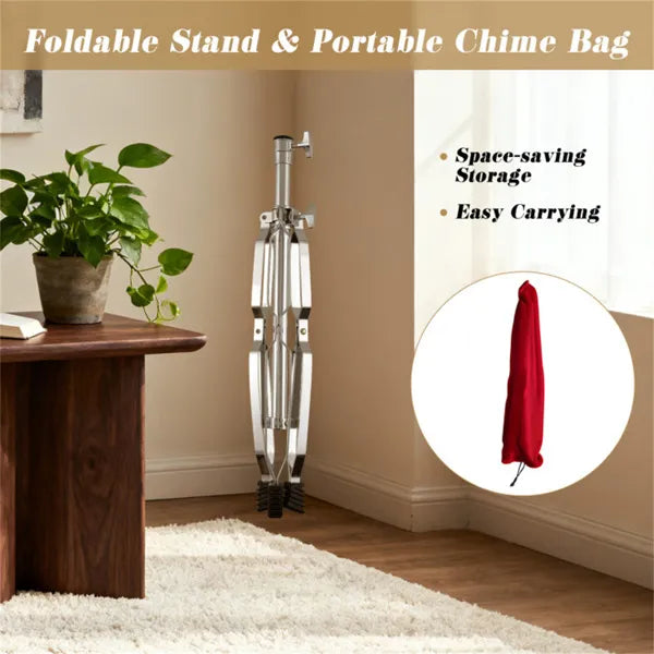 36-Tube Wind Chime with Adjustable Tripod Stand - Portable Percussion Instrument