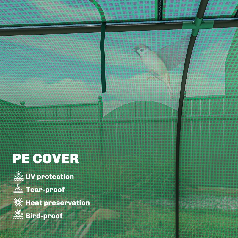 Mini Greenhouse with Roll-Up Zipper Doors - Green & Dark Green
