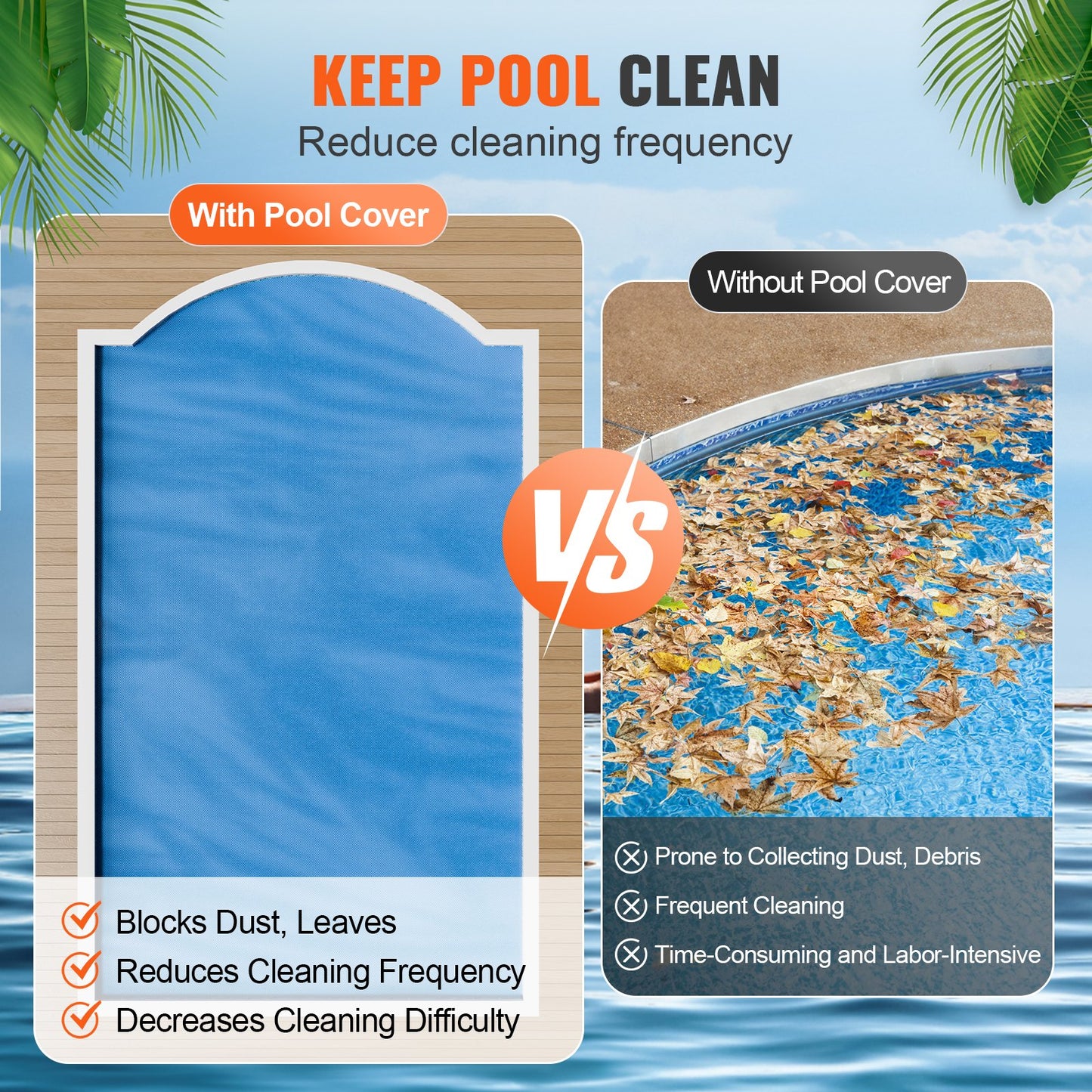 28x14 Ft Solar Pool Cover - Blue Insulating Blanket for Above Ground & Inground Pools
