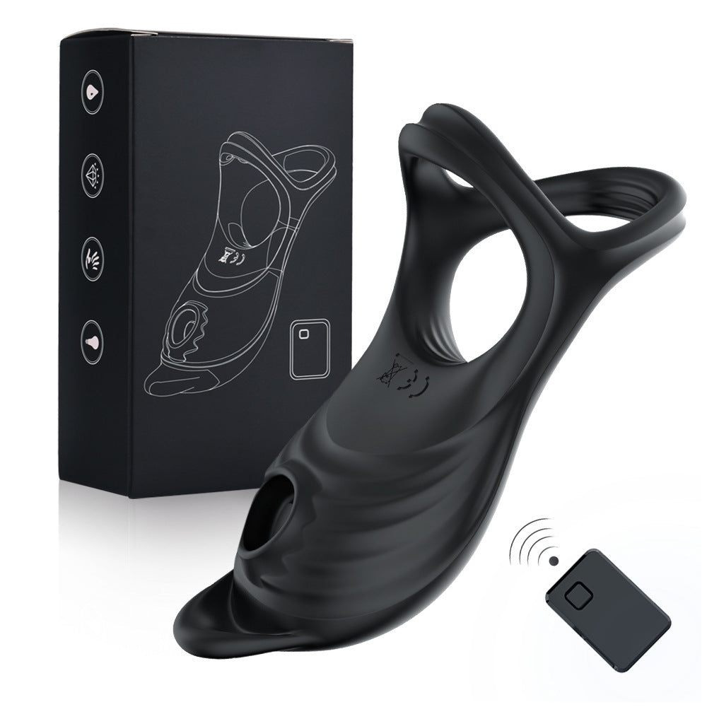 Male Delay Ring with Wireless Remote Control Sucking Lock - Black USB