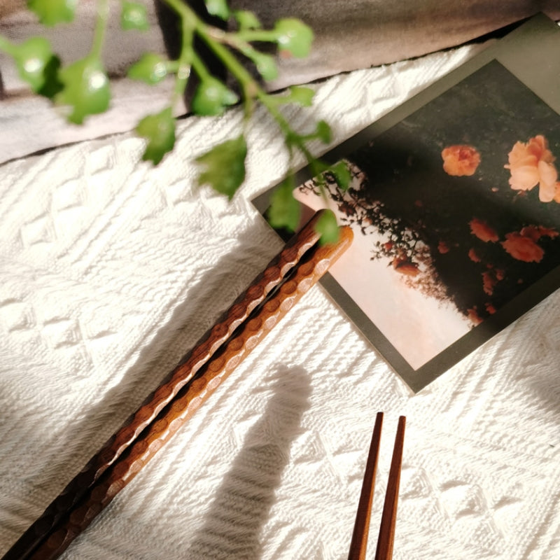 Solid Color Wooden Chopsticks Set - Non-slip Kitchen Dining Utensils