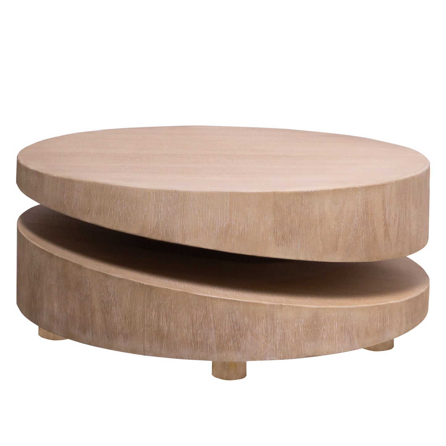 Modern Round Wood Coffee Table - 31.3" Natural Finish