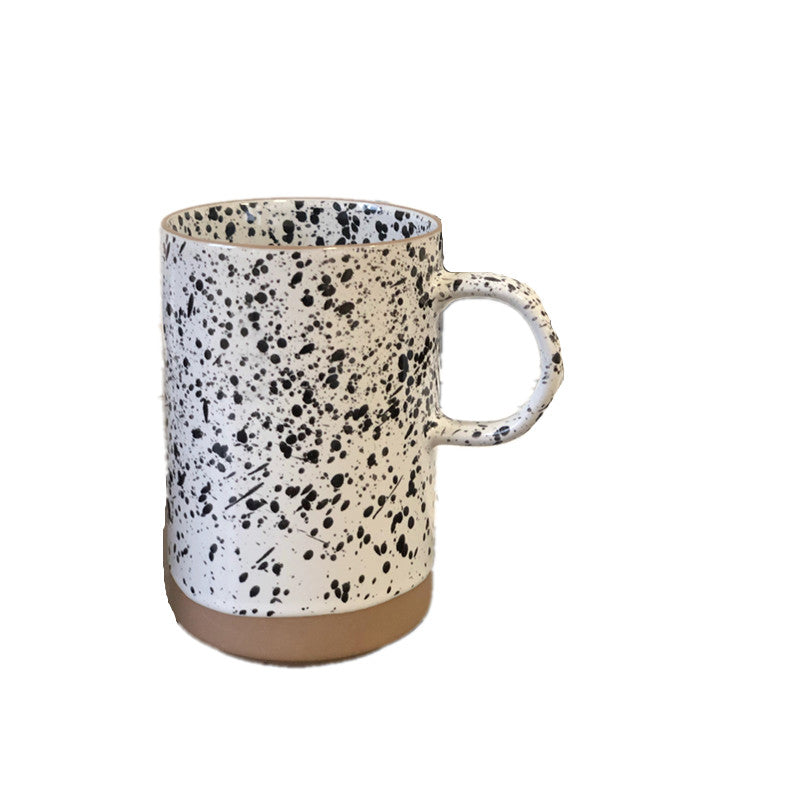Retro Japanese Style Splash Ink Ceramic Coffee Cup - Large Capacity