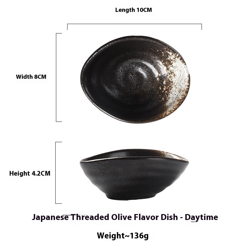 Japanese Ceramic Condiment Saucer - Retro Porcelain Dish for Kitchen & Dining