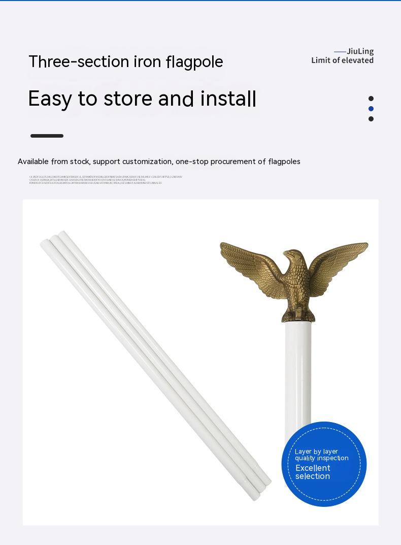 3-Section Aluminum Flagpole Wall Mount Split Eagle Head Outdoor Flag Display