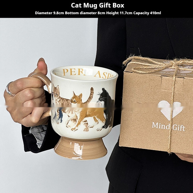 Large Capacity Ceramic Cat Water Mug - 410ml Nordic Style Drinkware