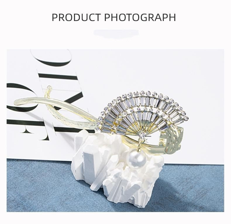 Alloy Zircon Hair Clip - Sector Style, 10.5cm