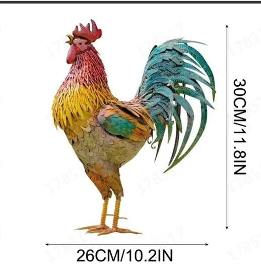 Outdoor Iron Rooster Floor Ornament - Garden & Home Decor, 30cm