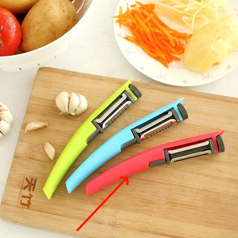 Three-in-One Rotary Peeler - Multi-Function Kitchen Tool in Green, Red, Blue