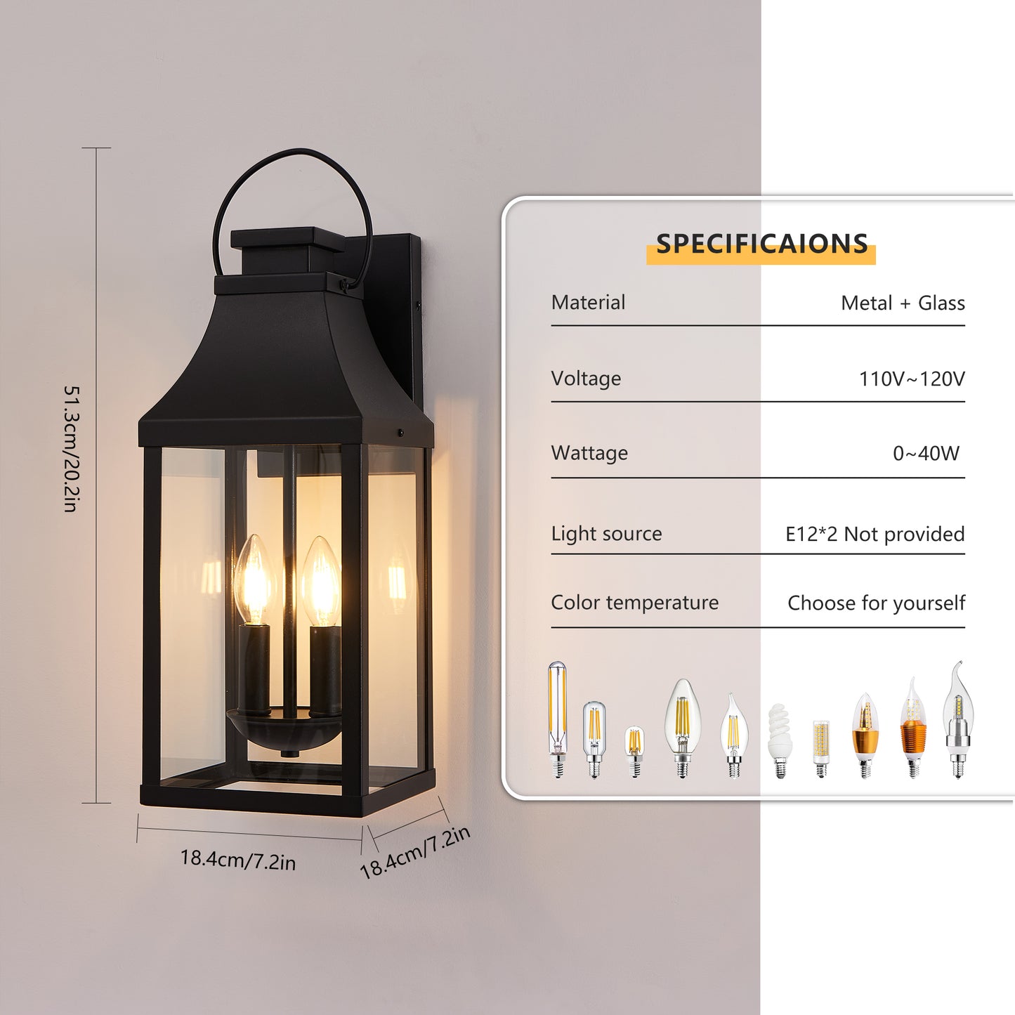 Modern Black Outdoor Wall Light Fixture - 2-Light Sconce