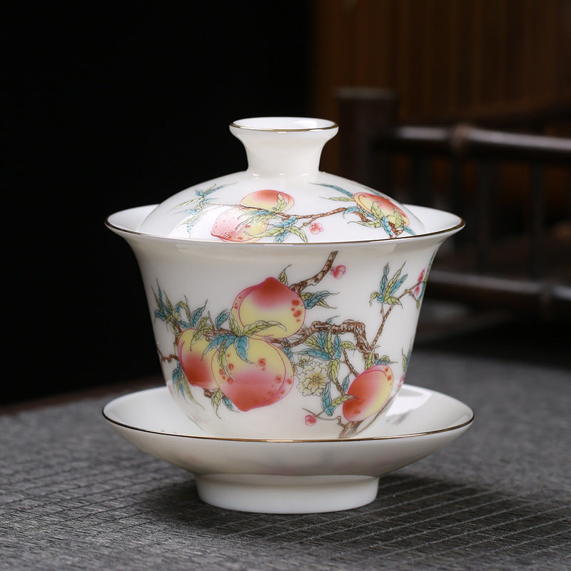 Colorful Jade Sancai Ceramic Cover Bowl 150ml - Creative Kitchen Decor