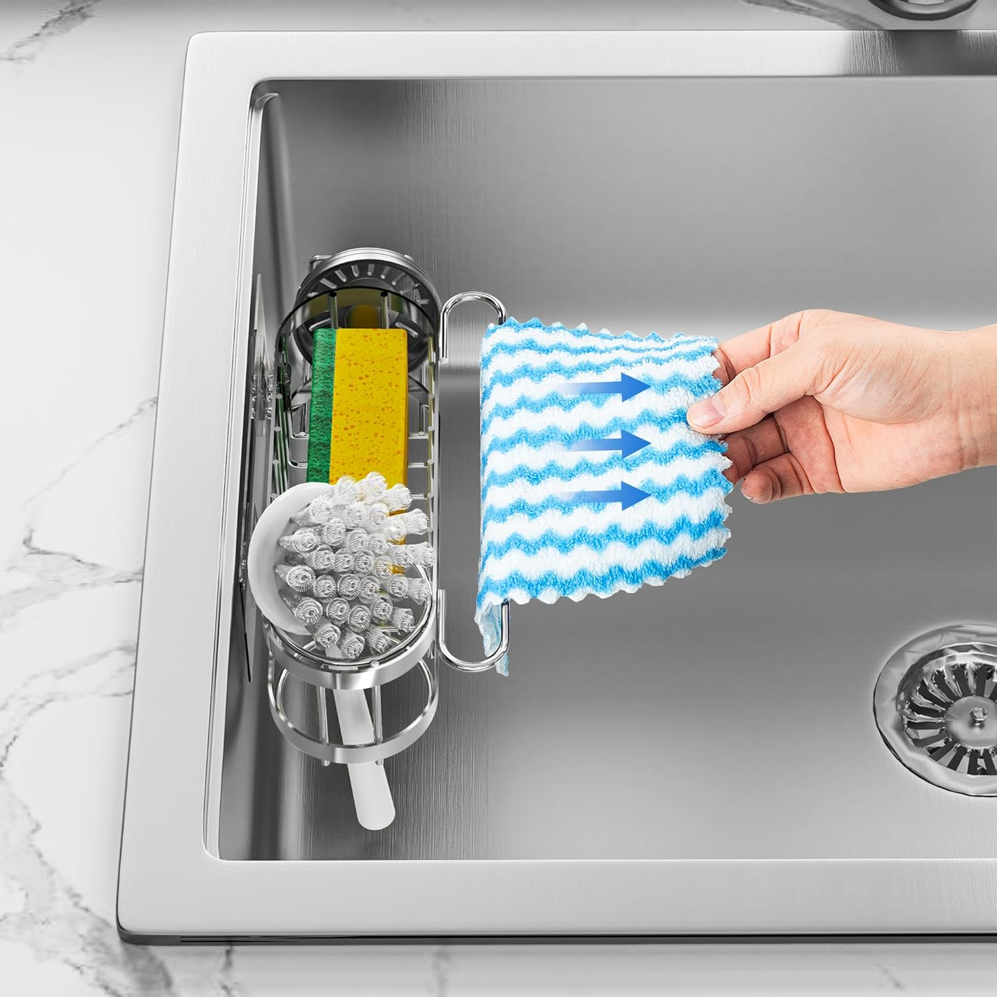 Stainless Steel Kitchen Sink Caddy Organizer with Suction Cups