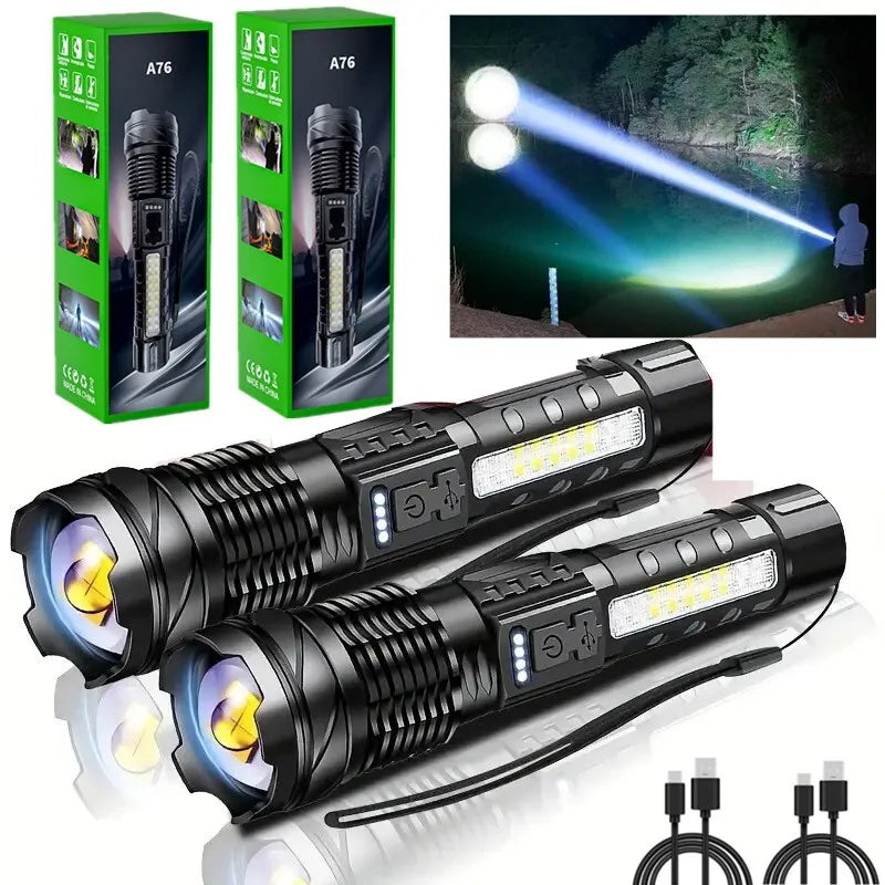 LED Tactical Flashlight - Waterproof, Rechargeable, 7 Modes