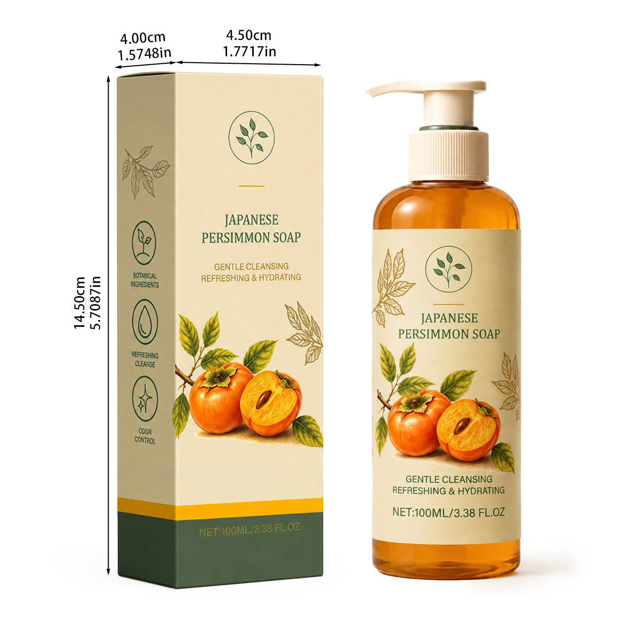 Persimmon Body Wash with Rich, Creamy Lather - Refreshing Skin Care
