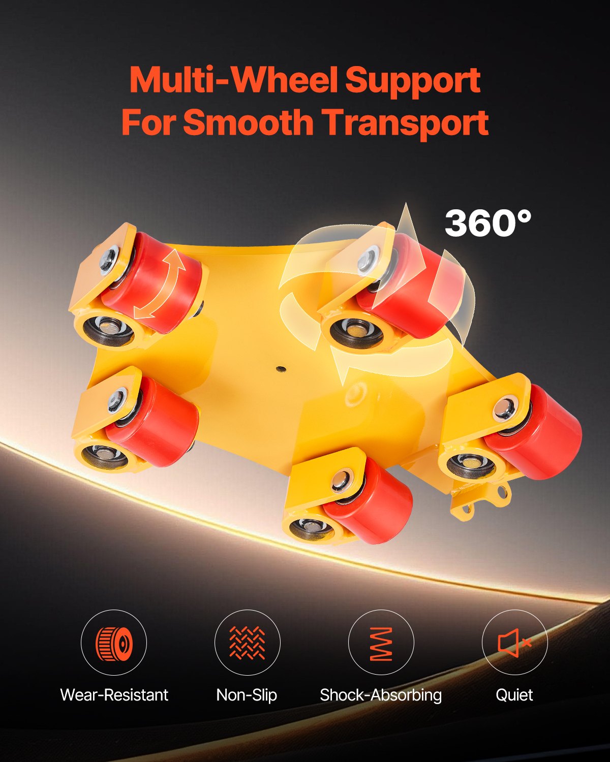 Heavy-Duty Machinery Moving Skate with Handle - 8800 lbs Capacity, 360° Rotation