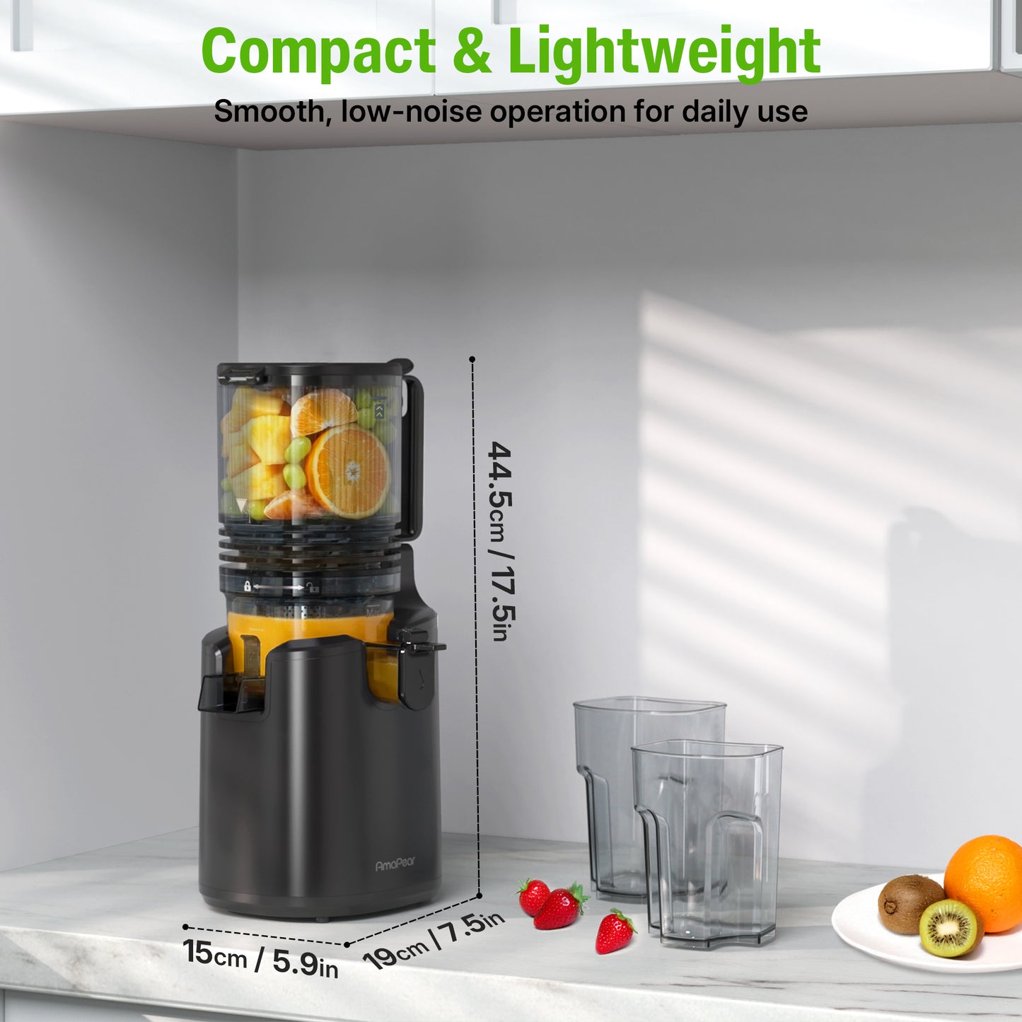 Cold Press Juicer with 6-Inch Wide Feed Chute - Slow Masticating Kitchen Appliance