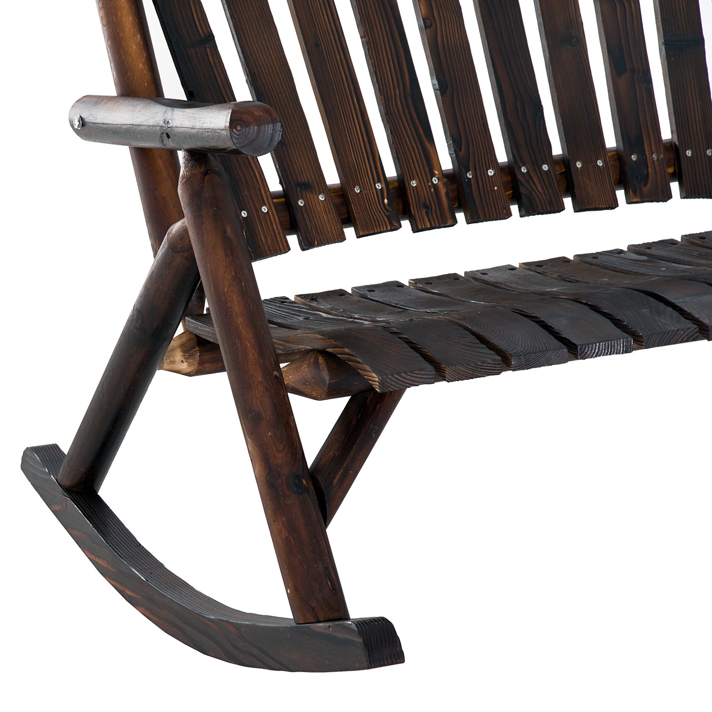 Wooden Adirondack Rocking Chair - Carbonized Outdoor Seating