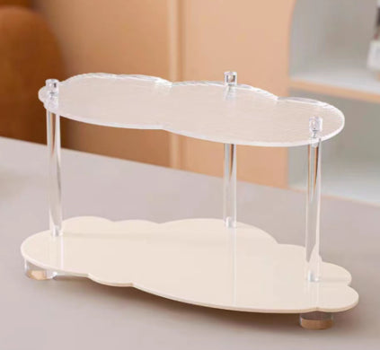 Wavy Acrylic Shelf with 3 Layers - Modern Dustproof Storage Rack for Living Room