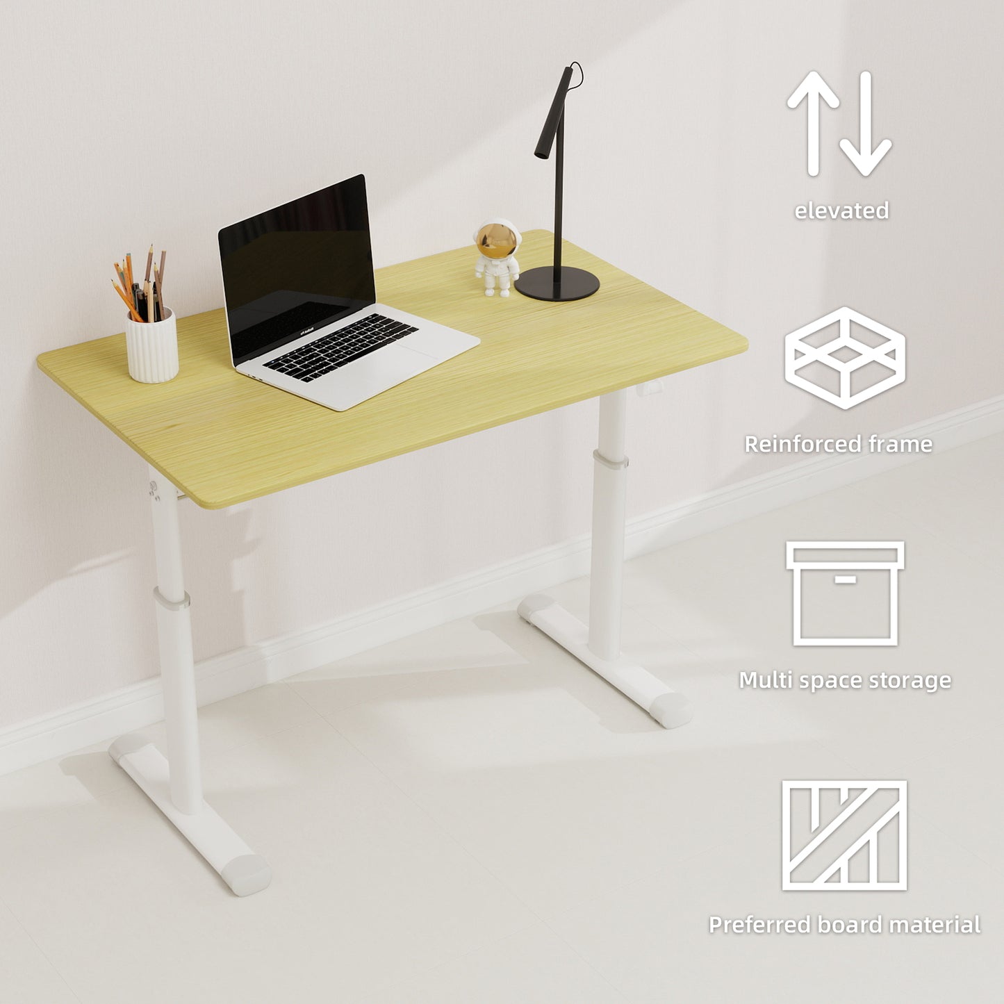 Height-Adjustable Study Desk for Home Office - Compact Design