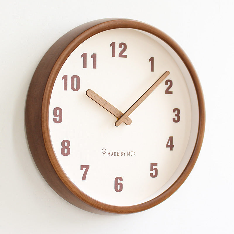Modern Minimalist Wall Clock - Solid Wood Retro Design, Multiple Sizes