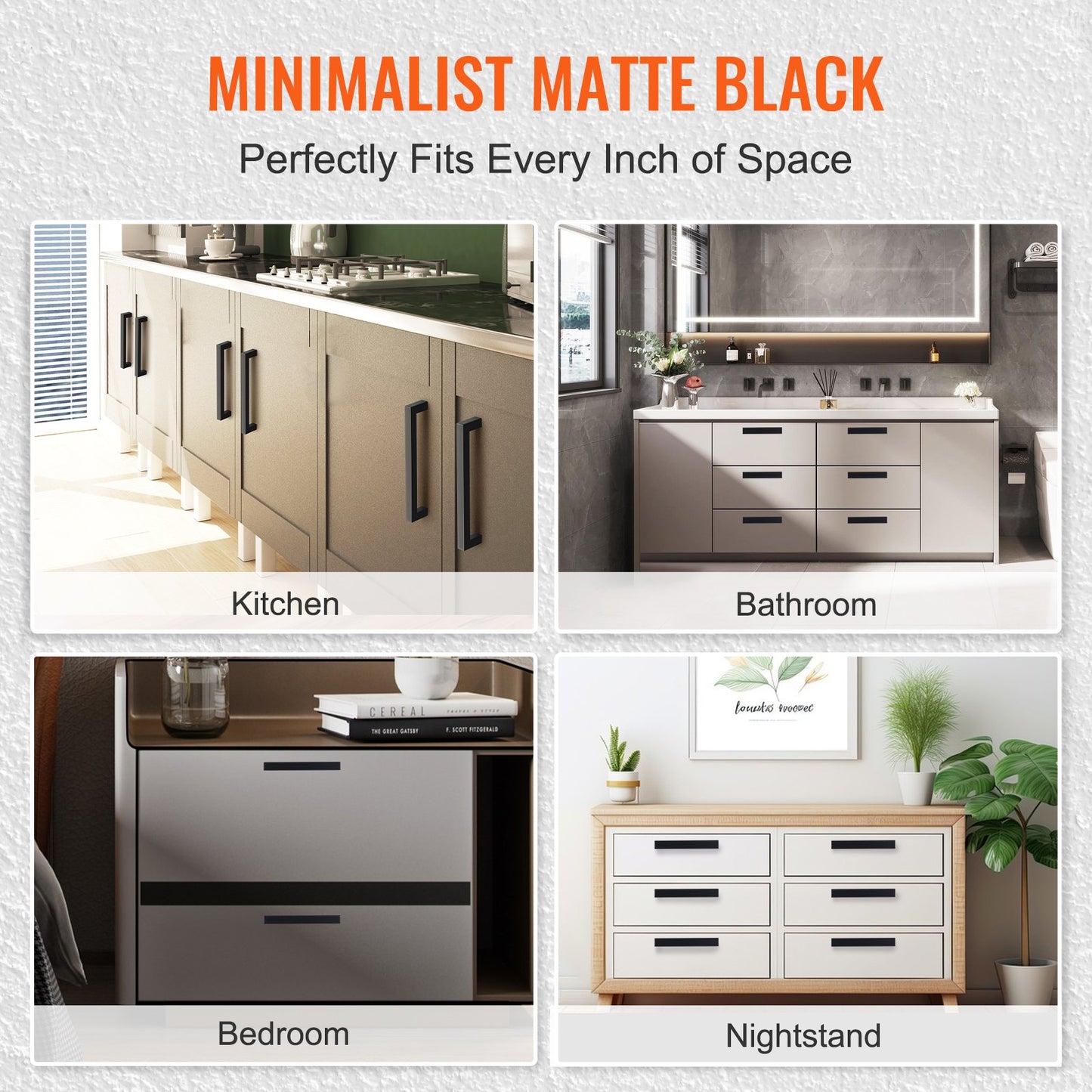 Matte Black Cabinet Pulls - 30 Pack Slim Square Stainless Steel Handles