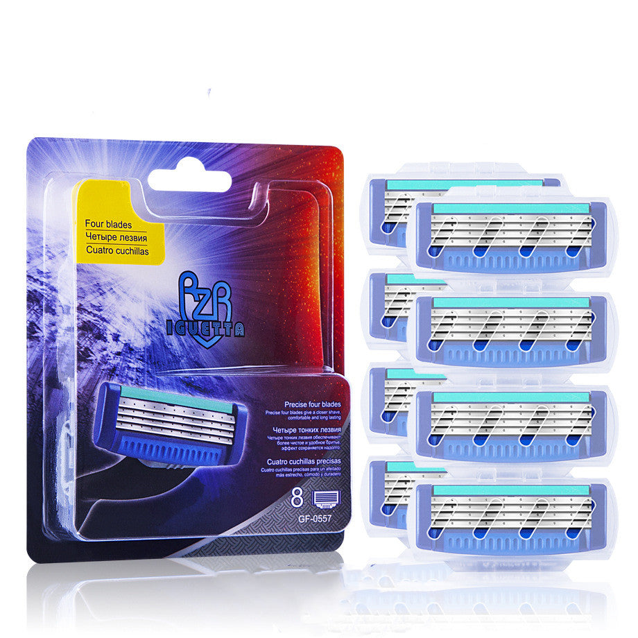 Men's 4-Layer Manual Shaver Replacement Blade Holder - Universal Compatibility
