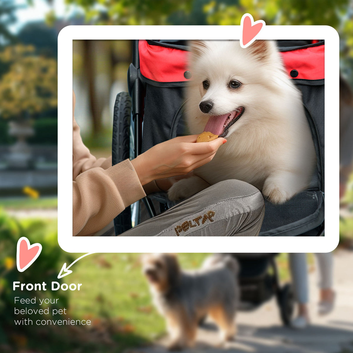 Pet Stroller for Small to Medium Dogs with 3 Large Wheels, Adjustable Canopy, Safety Tether