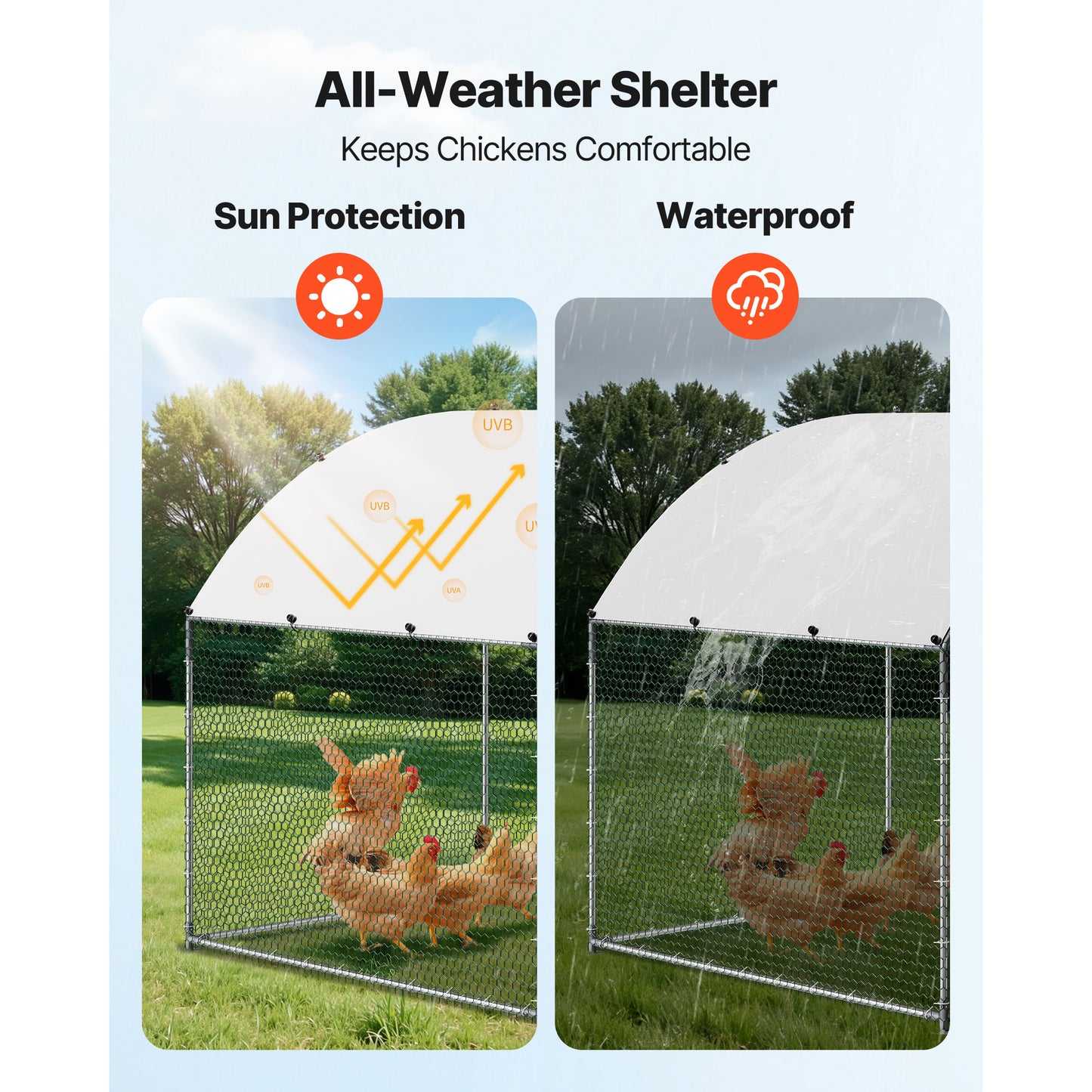 Large Metal Chicken Coop 9.8x13x6.6 Ft Walk-In Poultry Run with Cover and Lock