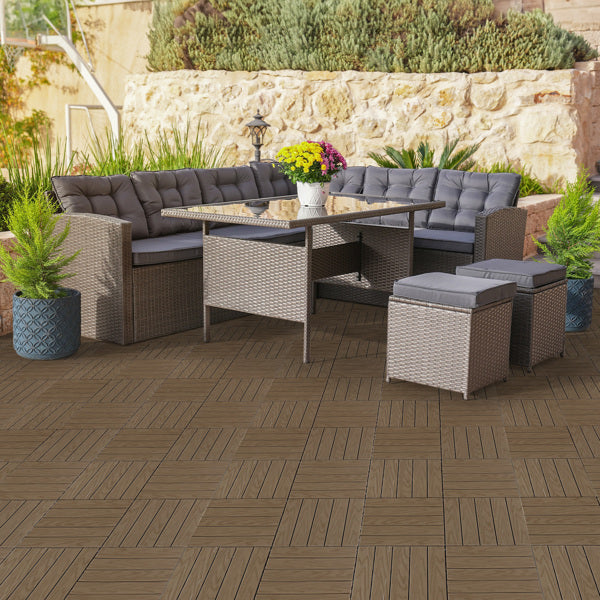 Plastic Interlocking Deck Tiles - 27 Pack, Waterproof Flooring for Patio, Porch & Poolside