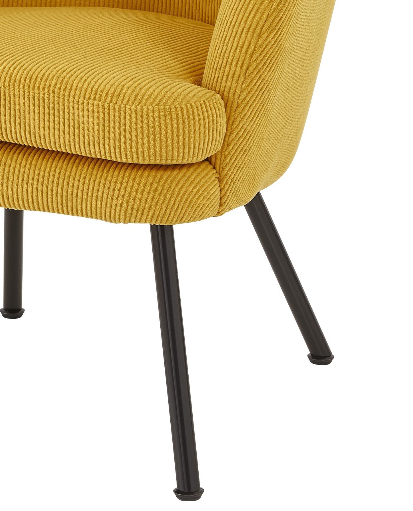 Corduroy Accent Chair With Black Metal Legs, Modern Upholstered