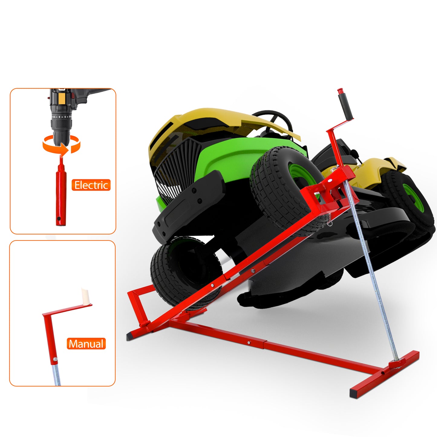 Heavy Duty Lawn Mower Lift Jack - 880 Lbs Capacity, Red