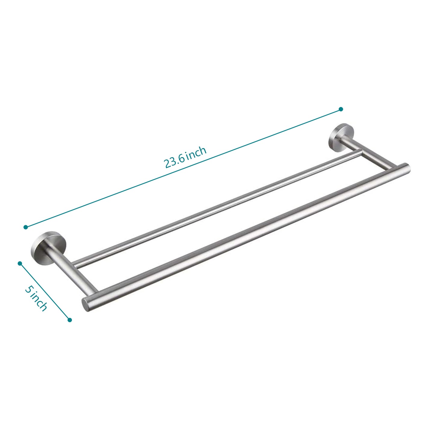 23.6 Inch Wall Mounted Towel Bar - Brushed Nickel Finish