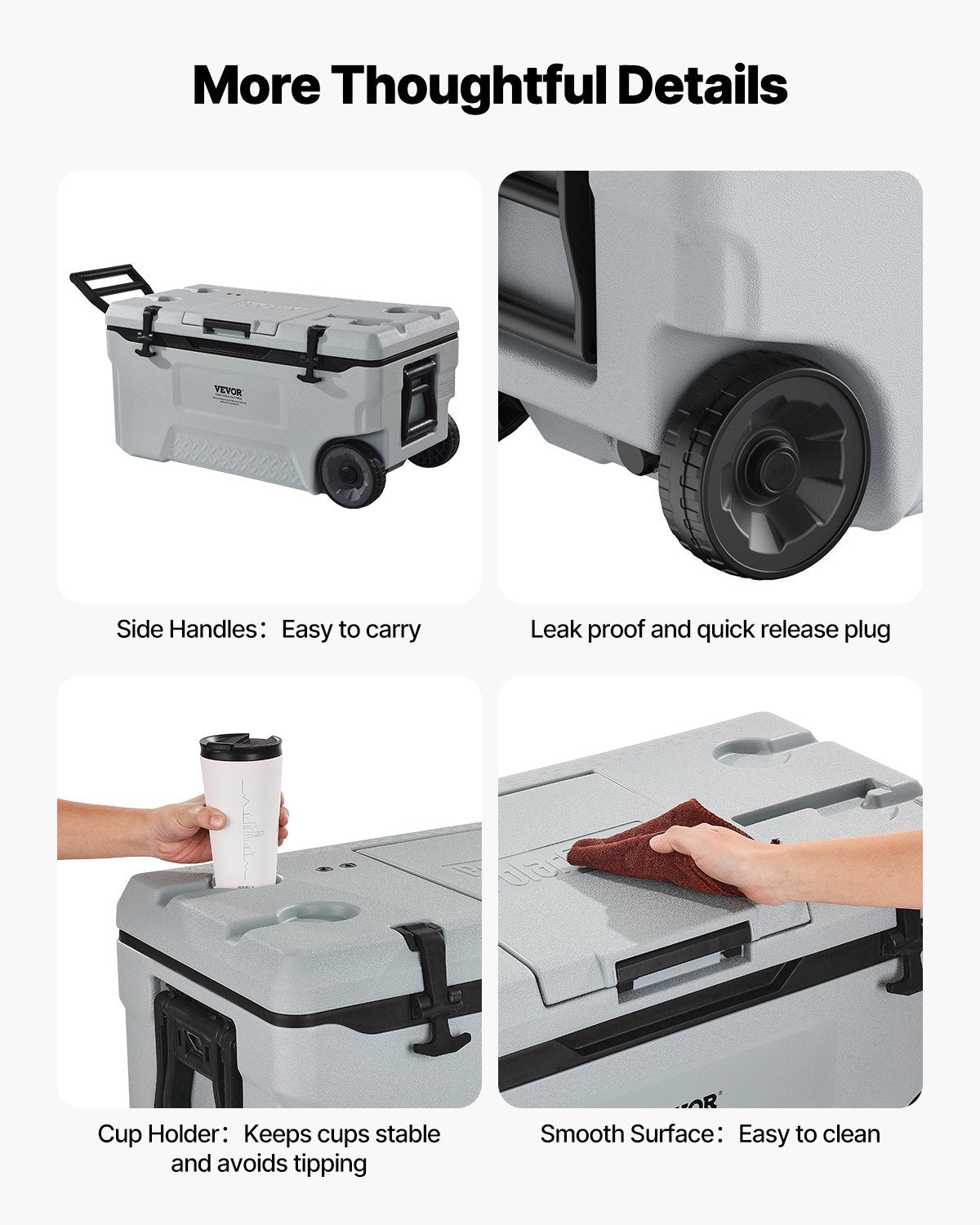 74QT Portable Insulated Wheeled Cooler - 120 Can Capacity