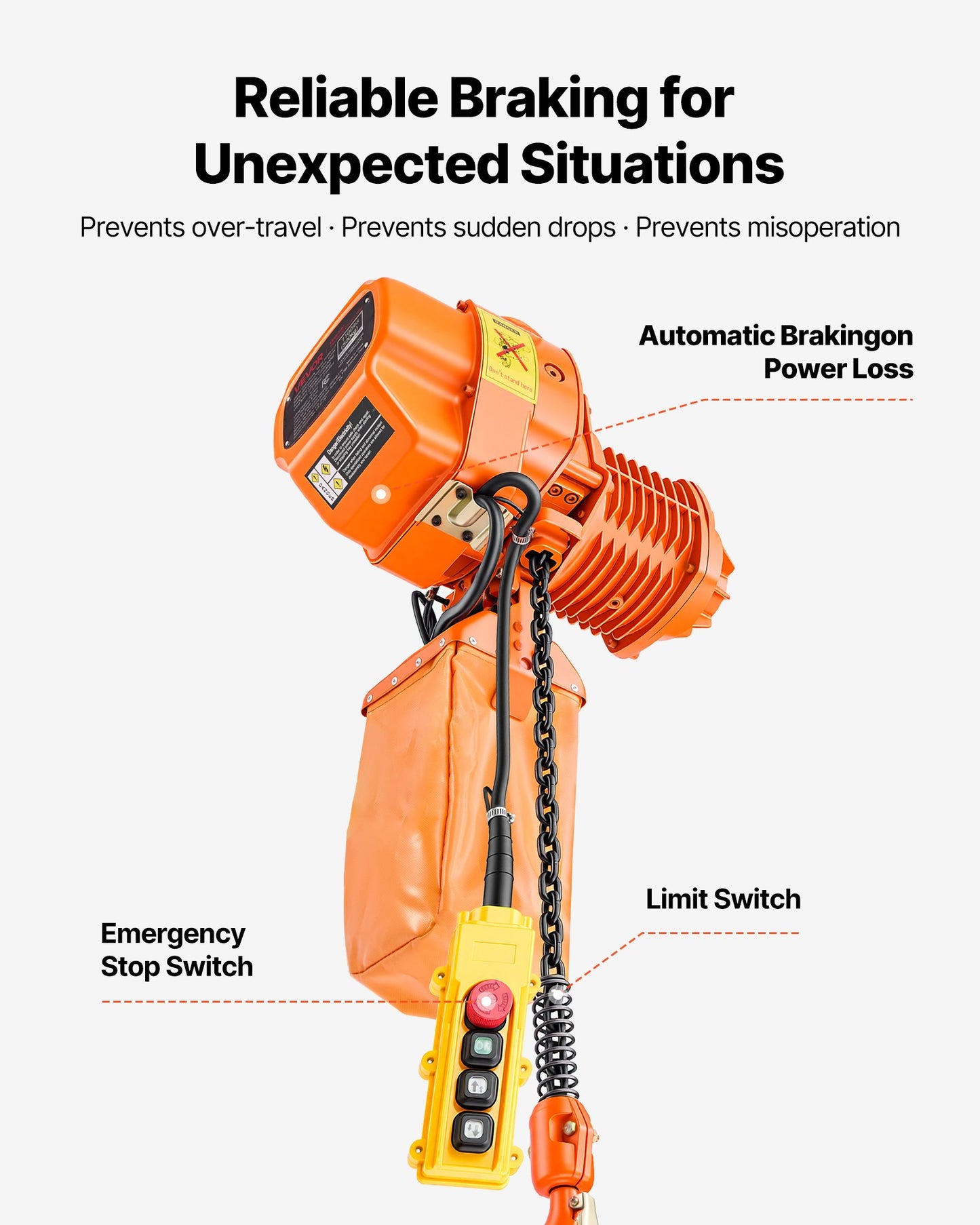 1100 Lb Electric Chain Hoist with Wireless & Wired Remote Control - 20 Ft Lift, Three-Phase Overhead Crane