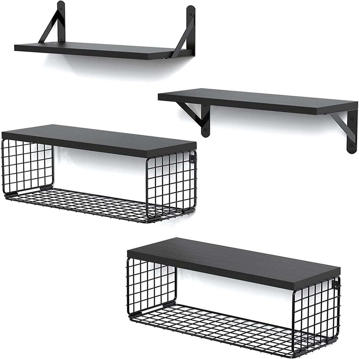 Wooden Shelf for Kitchen & Living Room Storage - 4-Tier Wall Rack