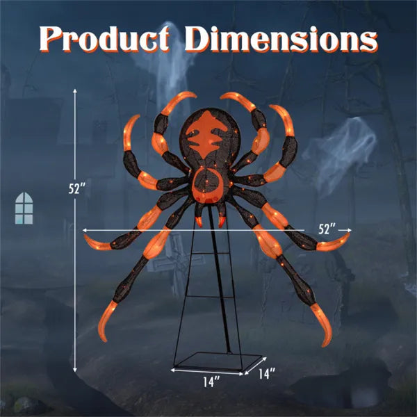 52" Large Halloween Spider Decoration with 80 LED Lights
