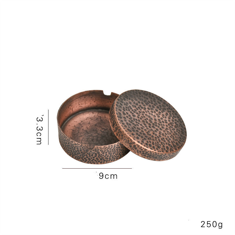Multifunctional Copper Ashtray with Retro Hammer Pattern for Home & Living Room