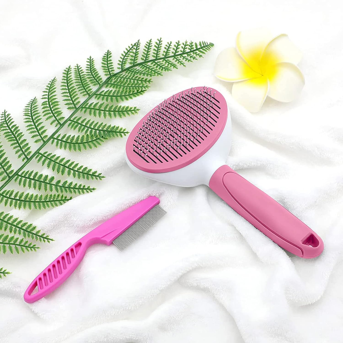 Pet Hair Remover & Grooming Brush for Cats & Dogs - Self-Cleaning Shedding Tool