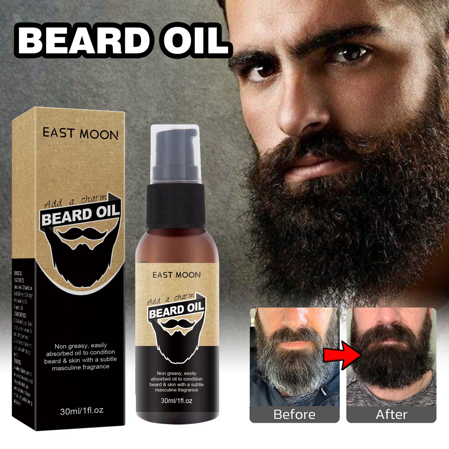 Moisturizing Beard Oil for Men - Softening & Thickening Beard Growth Treatment